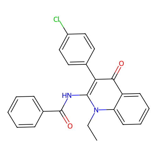 N-(3-(4-chlorophenyl)-1-ethyl-4-oxo-1,4-dihydroquinolin-2-yl)benzamide structure