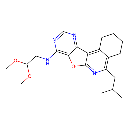 N-(2,2-dimethoxyethyl)-5-(2-methylpropyl)-1,2,3,4-tetrahydropyrimido[4',5':4,5]furo[2,3-c]isoquinolin-8-amine structure
