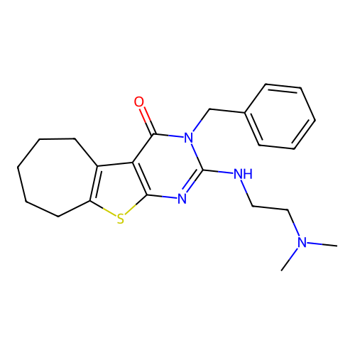 3-benzyl-2-((2-(dimethylamino)ethyl)amino)-6,7,8,9-tetrahydro-3H-cyclohepta[4,5]thieno[2,3-d]pyrimidin-4(5H)-one structure