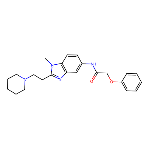 N-{1-methyl-2-[2-(piperidin-1-yl)ethyl]-1H-benzimidazol-5-yl}-2-phenoxyacetamide structure