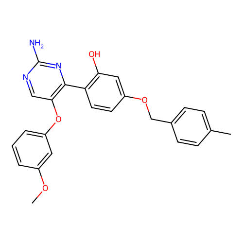 2-(2-Amino-5-(3-methoxyphenoxy)pyrimidin-4-yl)-5-((4-methylbenzyl)oxy)phenol structure