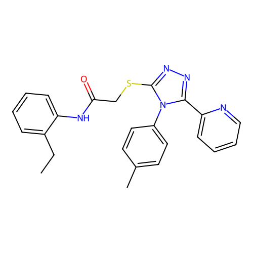 N-(2-ethylphenyl)-2-[[4-(4-methylphenyl)-5-pyridin-2-yl-1,2,4-triazol-3-yl]sulfanyl]acetamide structure
