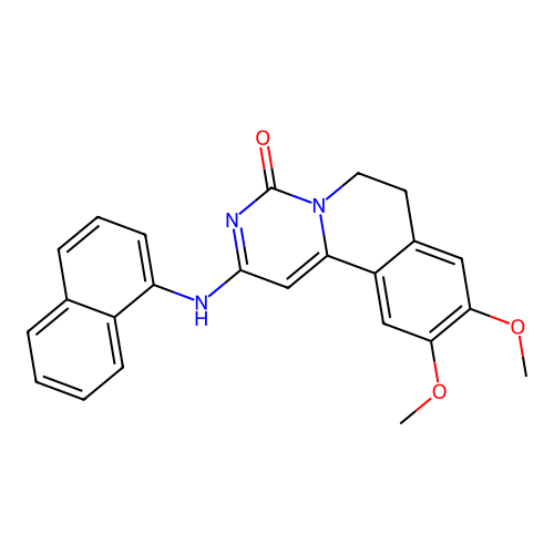 9,10-dimethoxy-2-(naphthalen-1-ylamino)-6,7-dihydro-4H-pyrimido[6,1-a]isoquinolin-4-one structure