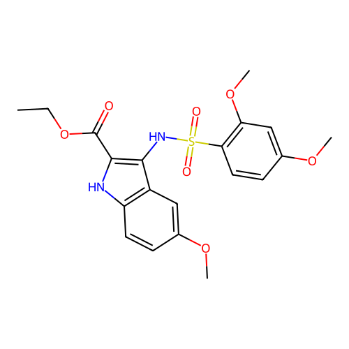 ethyl 3-[(2,4-dimethoxyphenyl)sulfonylamino]-5-methoxy-1H-indole-2-carboxylate structure
