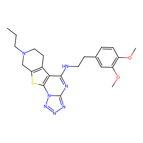 N-(3,4-dimethoxyphenethyl)-8-propyl-6,7,8,9-tetrahydropyrido[4',3':4,5]thieno[3,2-e]tetrazolo[1,5-a]pyrimidin-5-amine structure