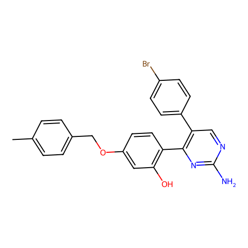 2-[2-Amino-5-(4-bromophenyl)pyrimidin-4-yl]-5-[(4-methylphenyl)methoxy]phenol structure