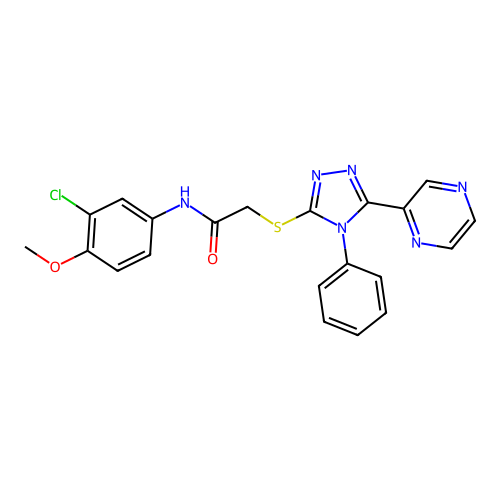 N-(3-chloro-4-methoxyphenyl)-2-{[4-phenyl-5-(pyrazin-2-yl)-4H-1,2,4-triazol-3-yl]sulfanyl}acetamide structure