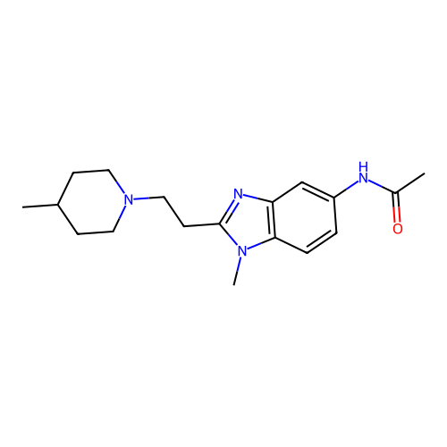 N-[1-methyl-2-[2-(4-methylpiperidin-1-yl)ethyl]benzimidazol-5-yl]acetamide structure