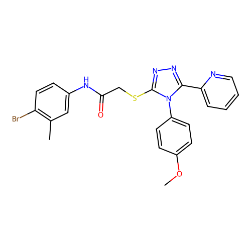 N-(4-bromo-3-methylphenyl)-2-((4-(4-methoxyphenyl)-5-(pyridin-2-yl)-4H-1,2,4-triazol-3-yl)thio)acetamide structure
