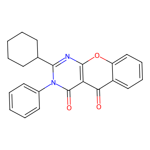 2-cyclohexyl-3-phenyl-3H-chromeno[2,3-d]pyrimidine-4,5-dione structure