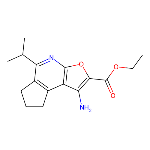 ethyl 1-amino-5-isopropyl-7,8-dihydro-6H-cyclopenta[d]furo[2,3-b]pyridine-2-carboxylate structure