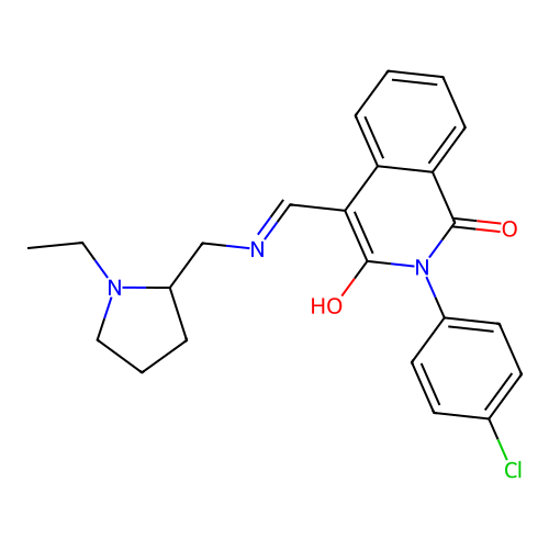 2-(4-chlorophenyl)-4-[[(1-ethylpyrrolidin-2-yl)methylamino]methylidene]isoquinoline-1,3-dione structure