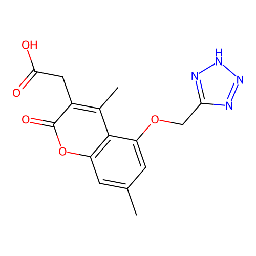 [4,7-dimethyl-2-oxo-5-(1H-tetrazol-5-ylmethoxy)-2H-chromen-3-yl]acetic acid structure
