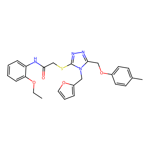 N-(2-ethoxyphenyl)-2-((4-(furan-2-ylmethyl)-5-((p-tolyloxy)methyl)-4H-1,2,4-triazol-3-yl)thio)acetamide structure