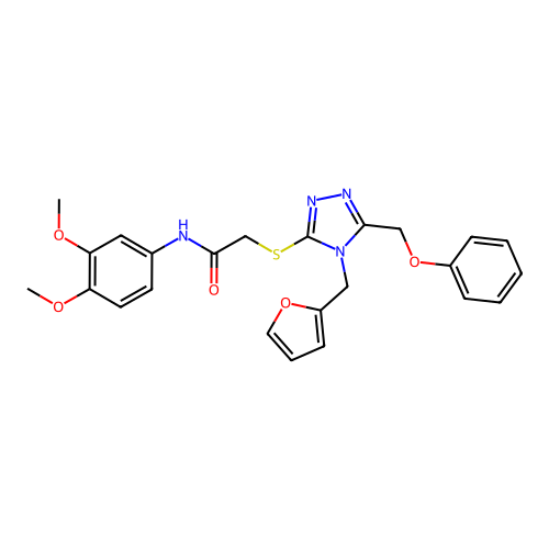 N-(3,4-dimethoxyphenyl)-2-{[4-(furan-2-ylmethyl)-5-(phenoxymethyl)-4H-1,2,4-triazol-3-yl]sulfanyl}acetamide structure