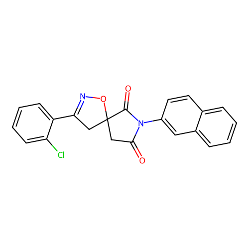 3-(2-chlorophenyl)-7-(naphthalen-2-yl)-1-oxa-2,7-diazaspiro[4.4]non-2-ene-6,8-dione structure