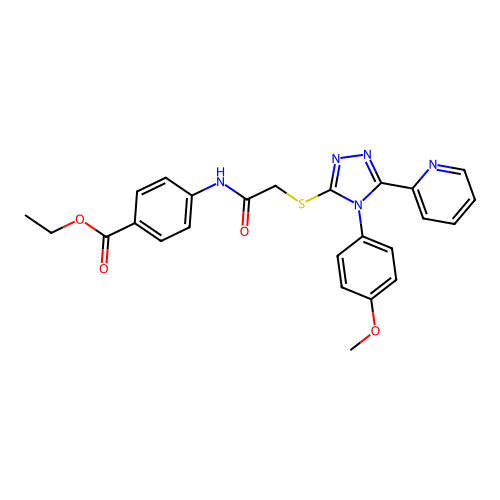 ethyl 4-(2-((4-(4-methoxyphenyl)-5-(pyridin-2-yl)-4H-1,2,4-triazol-3-yl)thio)acetamido)benzoate structure