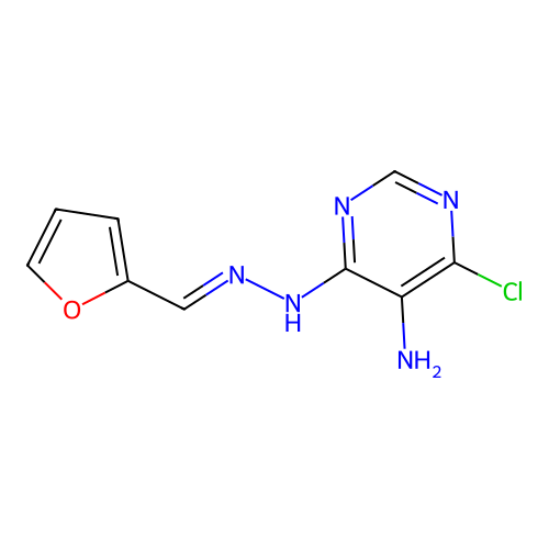 4-chloro-6-[(2E)-2-(furan-2-ylmethylidene)hydrazinyl]pyrimidin-5-amine structure