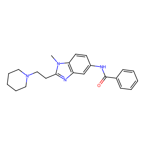 N-{1-methyl-2-[2-(piperidin-1-yl)ethyl]-1H-benzimidazol-5-yl}benzamide structure