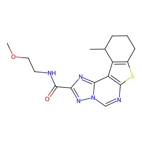 N-(2-methoxyethyl)-11-methyl-8,9,10,11-tetrahydro[1]benzothieno[3,2-e][1,2,4]triazolo[1,5-c]pyrimidine-2-carboxamide structure