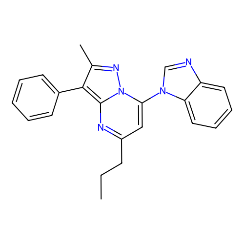 7-(1H-benzimidazol-1-yl)-2-methyl-3-phenyl-5-propylpyrazolo[1,5-a]pyrimidine structure