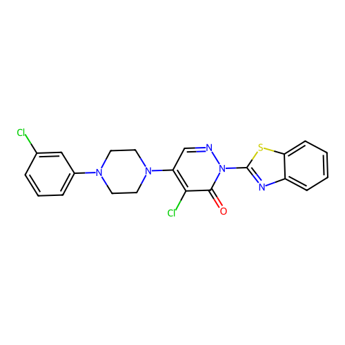 2-(1,3-benzothiazol-2-yl)-4-chloro-5-[4-(3-chlorophenyl)piperazin-1-yl]pyridazin-3-one structure