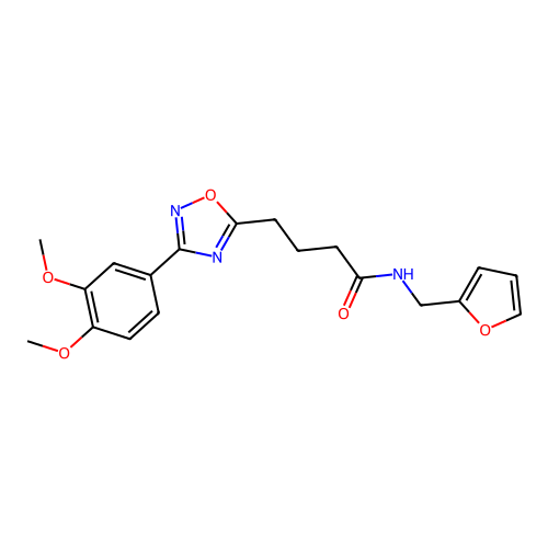 4-[3-(3,4-dimethoxyphenyl)-1,2,4-oxadiazol-5-yl]-N-(furan-2-ylmethyl)butanamide structure