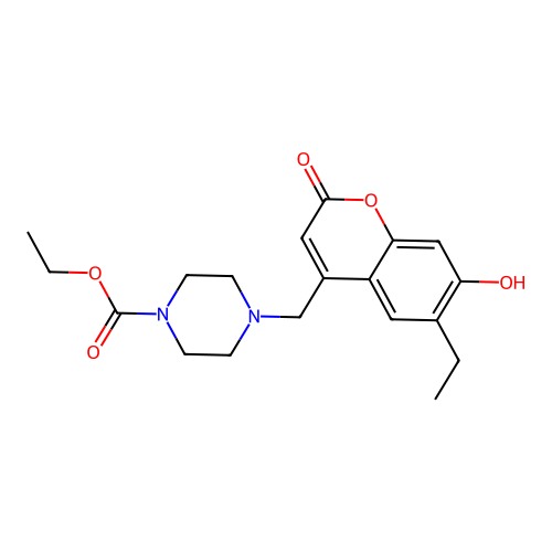 Ethyl 4-[(6-ethyl-7-hydroxy-2-oxochromen-4-yl)methyl]piperazine-1-carboxylate structure