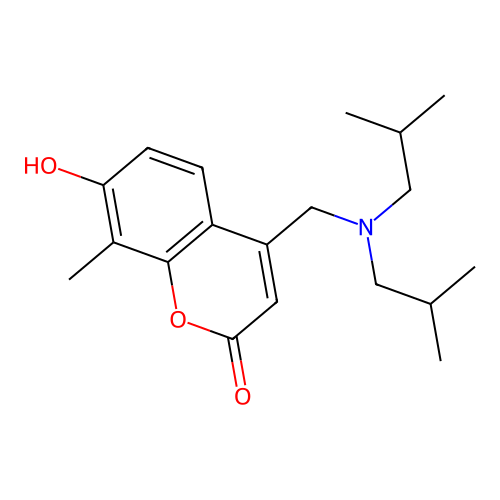 4-{[bis(2-methylpropyl)amino]methyl}-7-hydroxy-8-methyl-2H-chromen-2-one structure