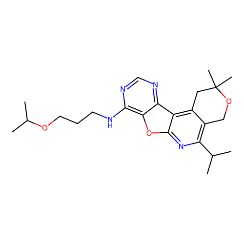 2,2-dimethyl-5-(propan-2-yl)-N-[3-(propan-2-yloxy)propyl]-1,4-dihydro-2H-pyrano[4'',3'':4',5']pyrido[3',2':4,5]furo[3,2-d]pyrimidin-8-amine structure