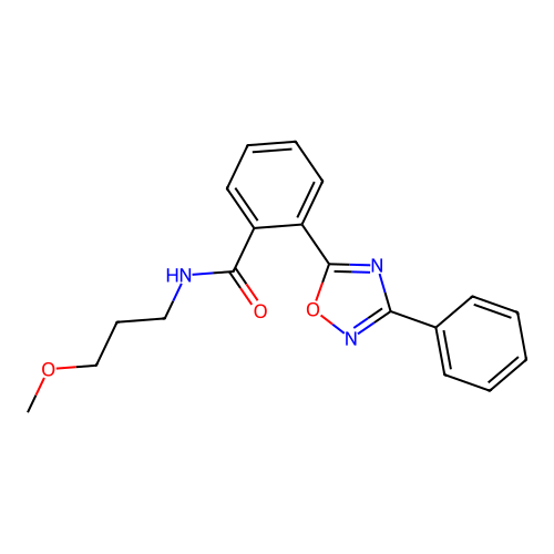 N-(3-methoxypropyl)-2-(3-phenyl-1,2,4-oxadiazol-5-yl)benzamide structure