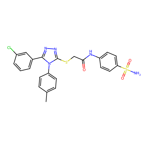 2-{[5-(3-chlorophenyl)-4-(4-methylphenyl)-4H-1,2,4-triazol-3-yl]sulfanyl}-N-(4-sulfamoylphenyl)acetamide structure