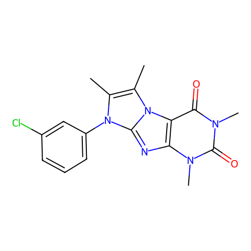 8-(3-chlorophenyl)-1,3,6,7-tetramethyl-1H-imidazo[2,1-f]purine-2,4(3H,8H)-dione structure