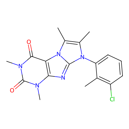 8-(3-chloro-2-methylphenyl)-1,3,6,7-tetramethyl-1H-imidazo[2,1-f]purine-2,4(3H,8H)-dione structure