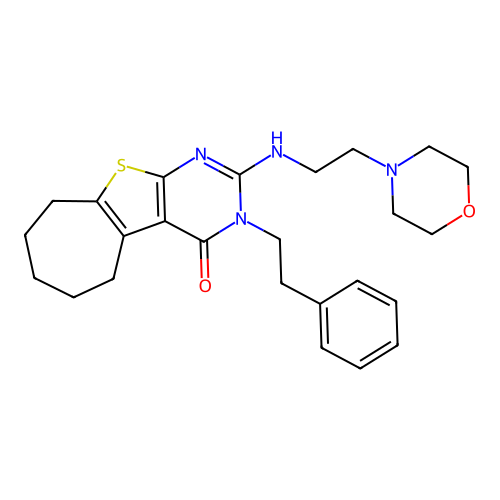 2-((2-morpholinoethyl)amino)-3-phenethyl-6,7,8,9-tetrahydro-3H-cyclohepta[4,5]thieno[2,3-d]pyrimidin-4(5H)-one structure
