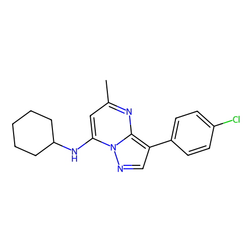 3-(4-chlorophenyl)-N-cyclohexyl-5-methylpyrazolo[1,5-a]pyrimidin-7-amine structure