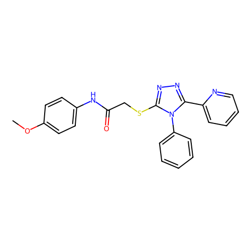 N-(4-methoxyphenyl)-2-[(4-phenyl-5-pyridin-2-yl-1,2,4-triazol-3-yl)sulfanyl]acetamide structure