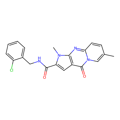 N-(2-chlorobenzyl)-1,7-dimethyl-4-oxo-1,4-dihydropyrido[1,2-a]pyrrolo[2,3-d]pyrimidine-2-carboxamide structure