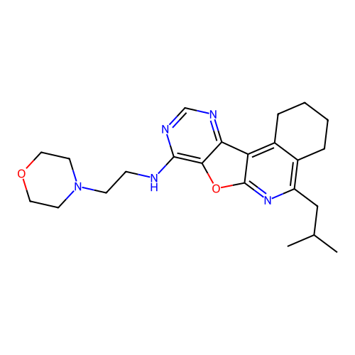 5-(2-methylpropyl)-N-[2-(morpholin-4-yl)ethyl]-1,2,3,4-tetrahydropyrimido[4',5':4,5]furo[2,3-c]isoquinolin-8-amine structure