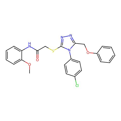 2-[[4-(4-chlorophenyl)-5-(phenoxymethyl)-1,2,4-triazol-3-yl]sulfanyl]-N-(2-methoxyphenyl)acetamide structure