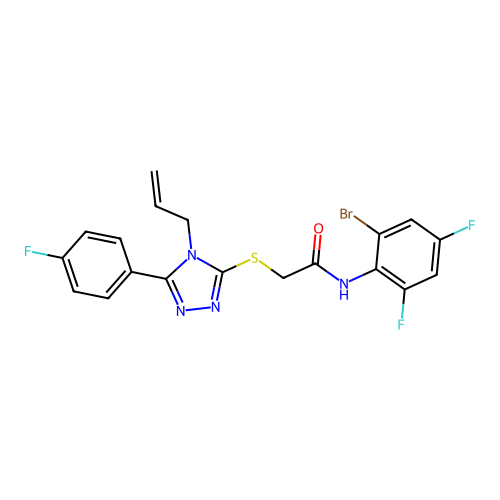 N-(2-bromo-4,6-difluorophenyl)-2-{[5-(4-fluorophenyl)-4-(prop-2-en-1-yl)-4H-1,2,4-triazol-3-yl]sulfanyl}acetamide structure