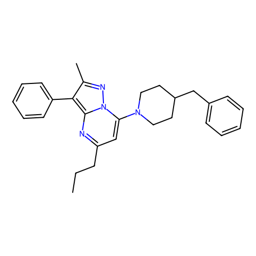 7-(4-Benzylpiperidin-1-yl)-2-methyl-3-phenyl-5-propylpyrazolo[1,5-a]pyrimidine structure