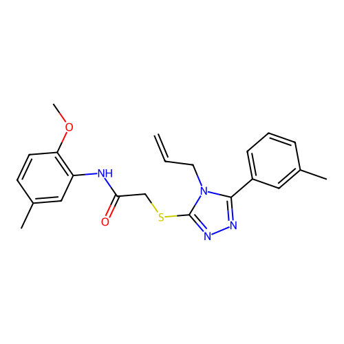 N-(2-methoxy-5-methylphenyl)-2-{[5-(3-methylphenyl)-4-(prop-2-en-1-yl)-4H-1,2,4-triazol-3-yl]sulfanyl}acetamide structure