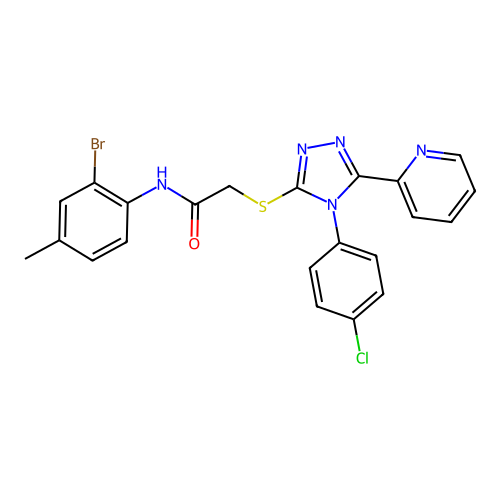 N-(2-bromo-4-methylphenyl)-2-{[4-(4-chlorophenyl)-5-(pyridin-2-yl)-4H-1,2,4-triazol-3-yl]sulfanyl}acetamide structure