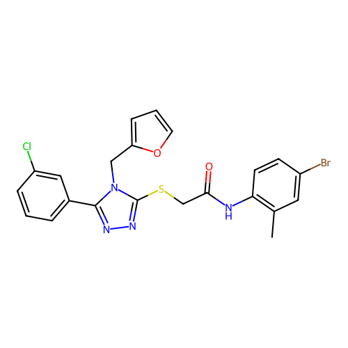 N-(4-bromo-2-methylphenyl)-2-{[5-(3-chlorophenyl)-4-(furan-2-ylmethyl)-4H-1,2,4-triazol-3-yl]sulfanyl}acetamide structure