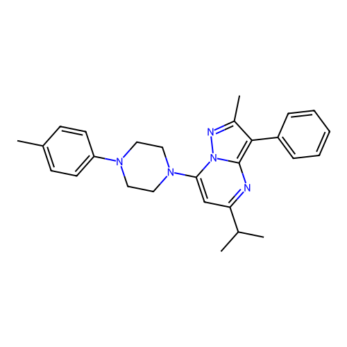 2-methyl-7-[4-(4-methylphenyl)piperazin-1-yl]-3-phenyl-5-(propan-2-yl)pyrazolo[1,5-a]pyrimidine structure