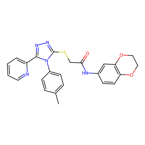 N-(2,3-dihydro-1,4-benzodioxin-6-yl)-2-{[4-(4-methylphenyl)-5-(pyridin-2-yl)-4H-1,2,4-triazol-3-yl]sulfanyl}acetamide structure