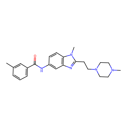 3-methyl-N-[1-methyl-2-[2-(4-methylpiperazin-1-yl)ethyl]benzimidazol-5-yl]benzamide structure