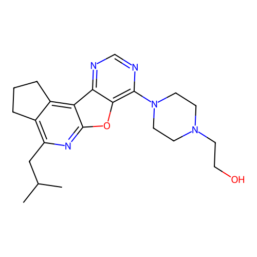 2-(4-(4-isobutyl-2,3-dihydro-1H-cyclopenta[4',5']pyrido[3',2':4,5]furo[3,2-d]pyrimidin-7-yl)piperazin-1-yl)ethanol structure