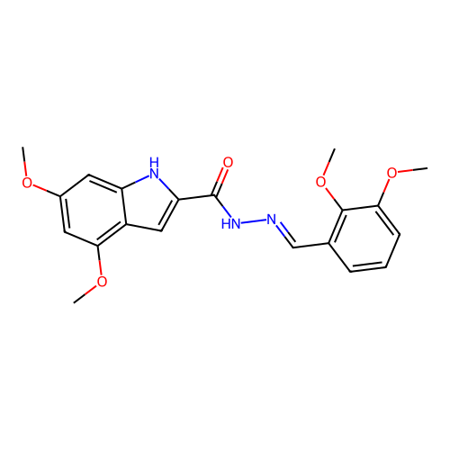 (E)-N'-(2,3-dimethoxybenzylidene)-4,6-dimethoxy-1H-indole-2-carbohydrazide structure